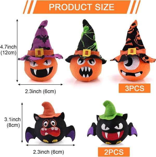 5 stk Halloween lysende gresskarlykt med LED-lys