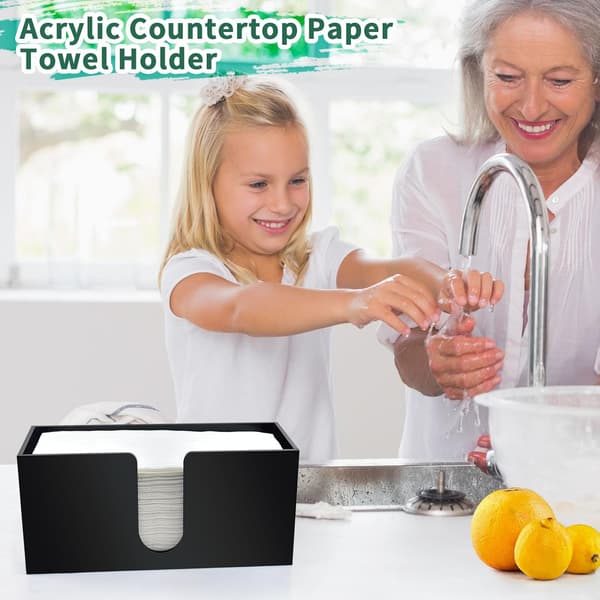 Fritstående papirhåndklædedispenser, sort akryl servietdispenser, multi-fold papirhåndklædedispenser