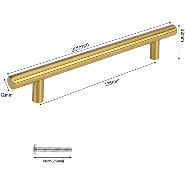 20 stk. Gullfargede møbelhåndtak - 128 mm