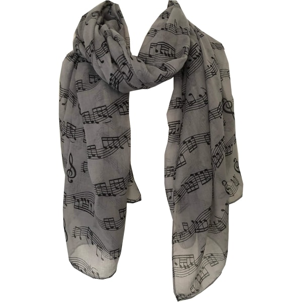 Grey scarf with black note design. Beautiful and soft, scarf, war