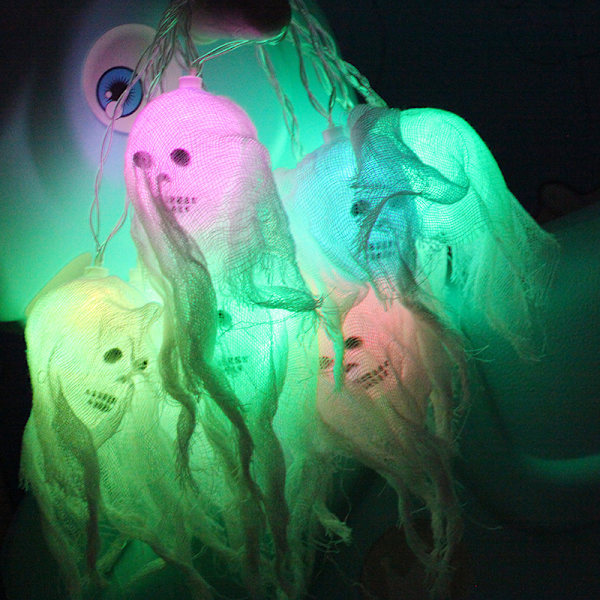 Halloween Lyskæde 2.5M 10 LEDS Batteridrevet LED Kranier