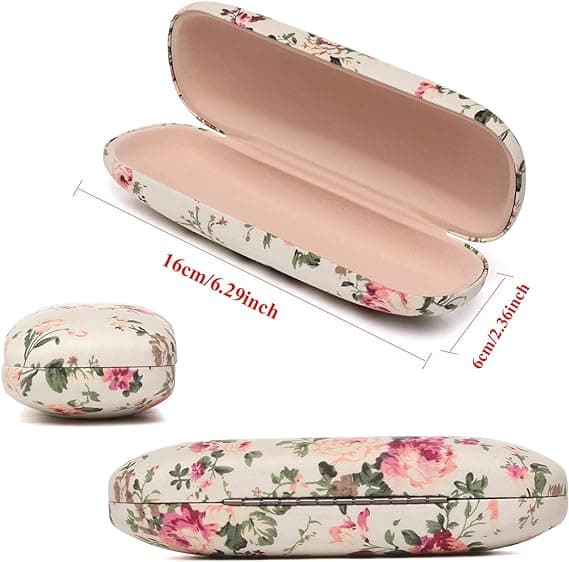 2 stk. Beige+sort brilleetui hard shell til mænd, kvinder, børn -
