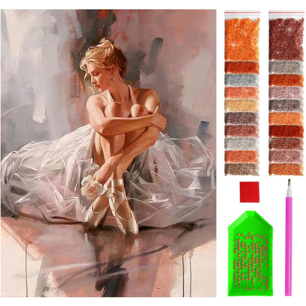 Diamantmålning komplett kit - Balettdansare vilar - 30x40 cm
