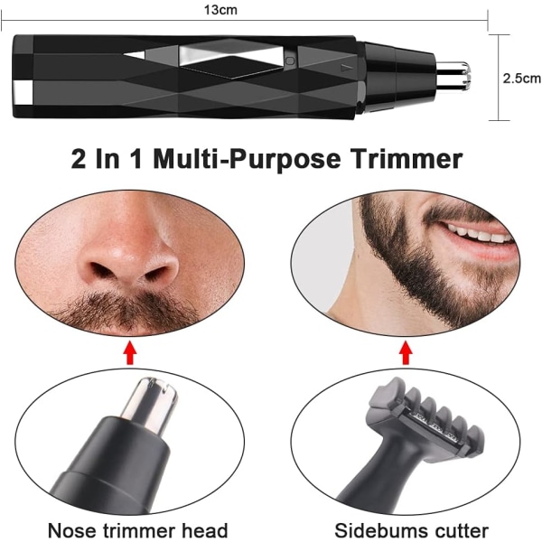 Næse- og ørehårstrimmer, elektrisk ansigtshårtrimmer, USB Rech
