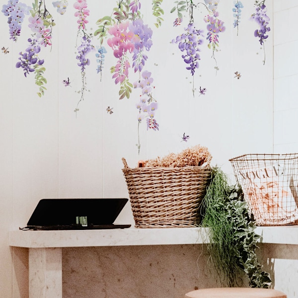 Växter Blommor Rankor Fjärilar Dekorativ Väggsticker Kreativ