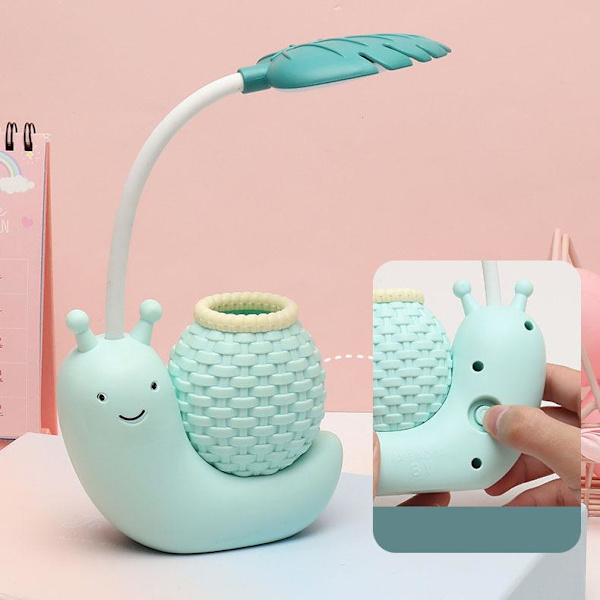 Hem bordslampa USB uppladdningsbar barn tecknad snigel ögonskydd