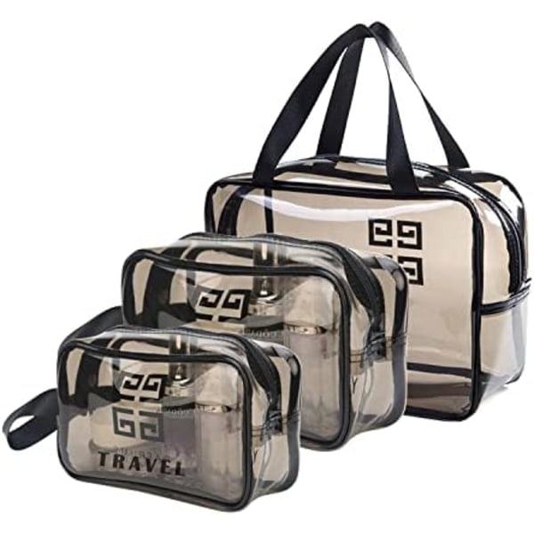 3-pack transparenta necessärer, transparenta kosmetiska väskor, kvinnor