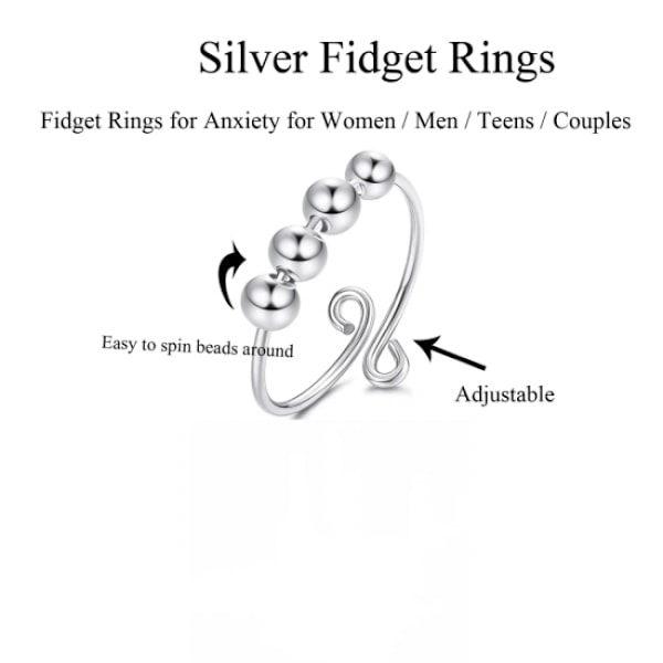 Justerbar anti-stressring med roterbara pärlor i platinaguld