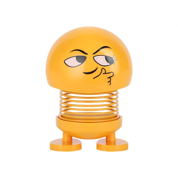 1 st Smileyfigur med Vagglande Huvud - Bildekoration - Välj variant Wit