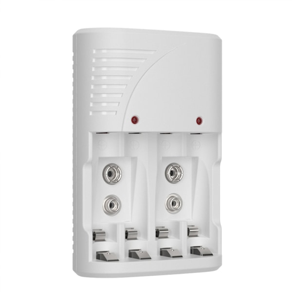 (Hvit) Universal batterilader for AA/AAA/9V, 6802 hurtiglading