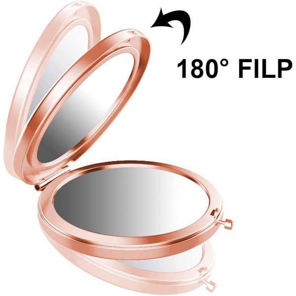 (rose gold) folde spejl lomme - rund dobbelt spejl - normal