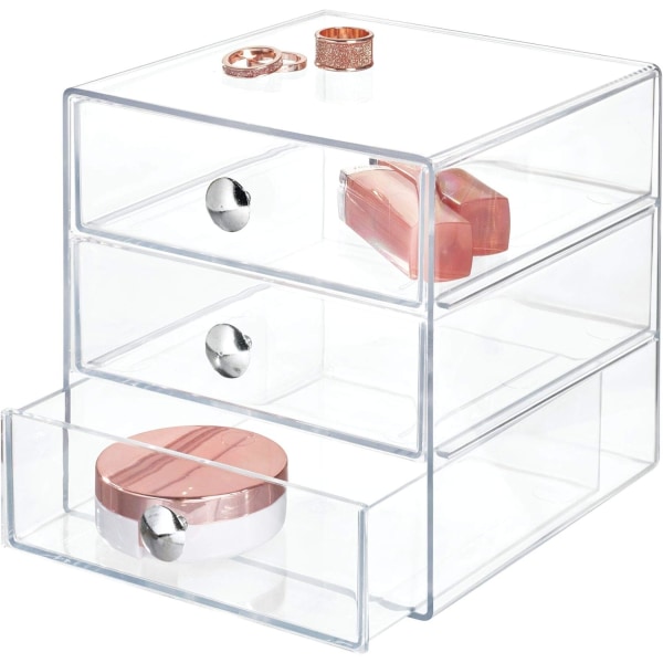 Transparent 3 lådor, lådmakeup organizer, plastförvaring b