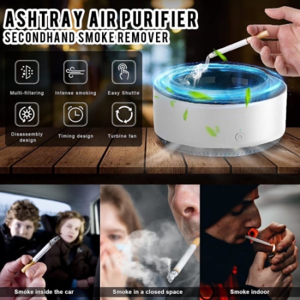 1 stk. røykfri askebeger med luftrenser, intelligent askebeger for