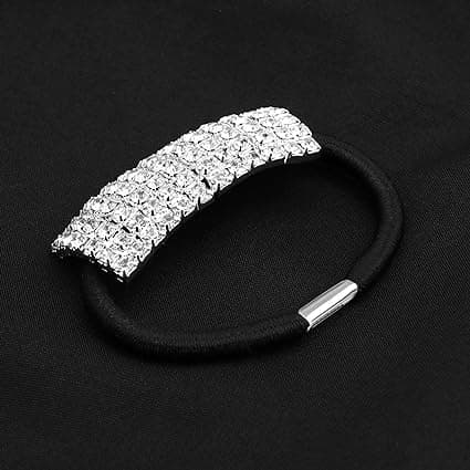 3 stk sølv strass elastiske hårbånd med ringer, Scrunchies,