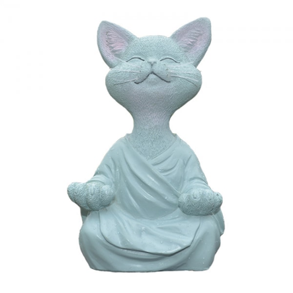 3 stk. Lot af 3 kattestatuer i meditation - Happy Buddha Cat