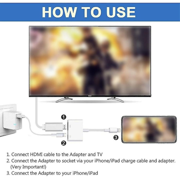 For Apple Iphone Adapter Ipad Lightning To Hdmi Hd Sync Skjerm Di