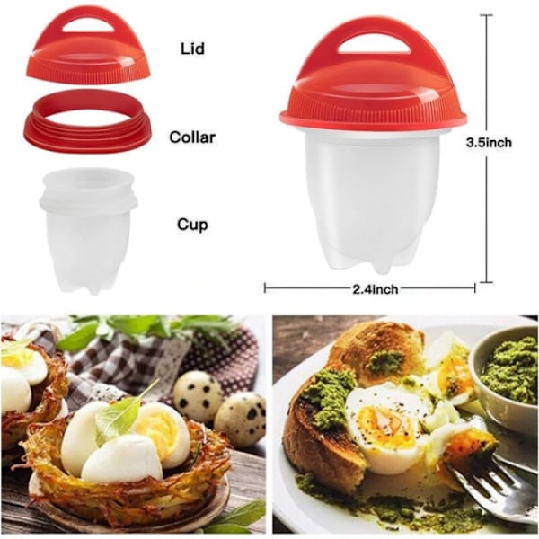 Silikon eggkoker, 6 kokte egg Silikon eggkoker, Egg Cooke