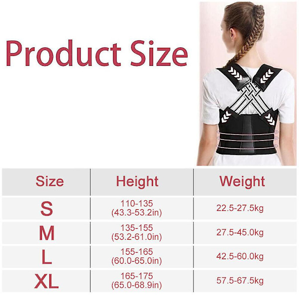 （L）Posture Corrector Rygg Axel Hälsa Stöd Bälte Ländryggsbälte