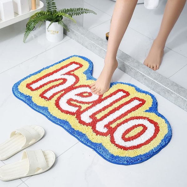 (40x60cm) Hello Badrumsmatta, Mikrofiber Halksäker Absorberande Maskintvättbar