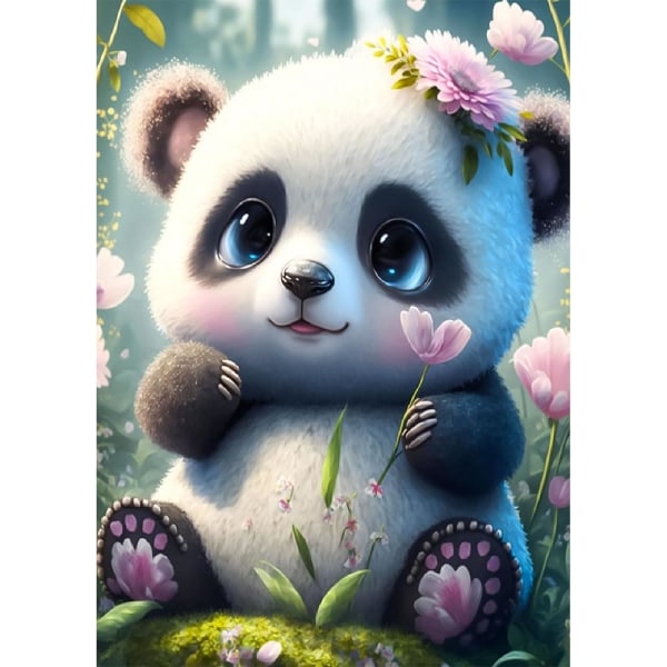 Sød panda, 5D diamantmaleri voksen dyr, diamantmaleri Se