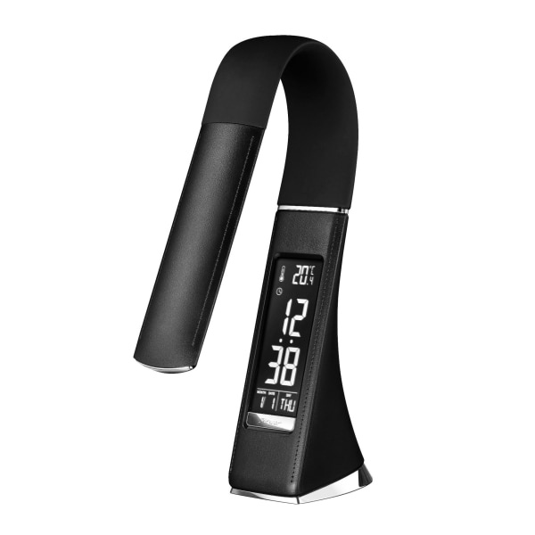 Sort-U2 5W LED-skrivebordslampe, dæmpbar skærm, skrivebordslampe med alarm c