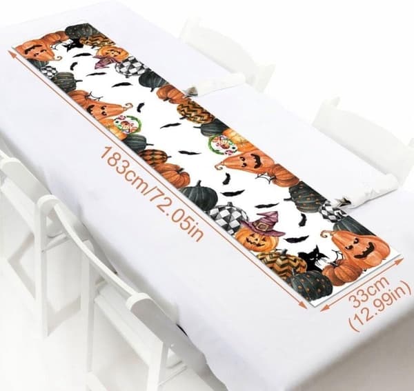 1 stk. 183*33cm Halloween Bordløber Halloween Græskar Spøgelse Tabl
