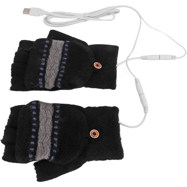 1 par USB-opvarmede handsker, skrivehandsker, USB-opvarmede handsker strik