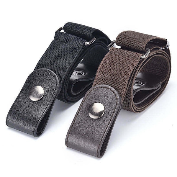 Lazy Belt - Sömlöst Osynligt Elastiskt Bälte - Svart - Brun - 2-pack