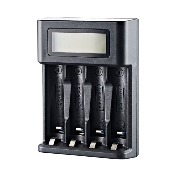 Basics Digital og smart oplader, til 4 AA, AAA batterier, sort