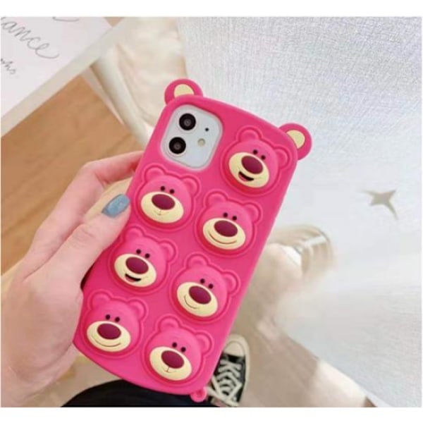 Pink Bear Pop it Fidget Etui til iPhone 11