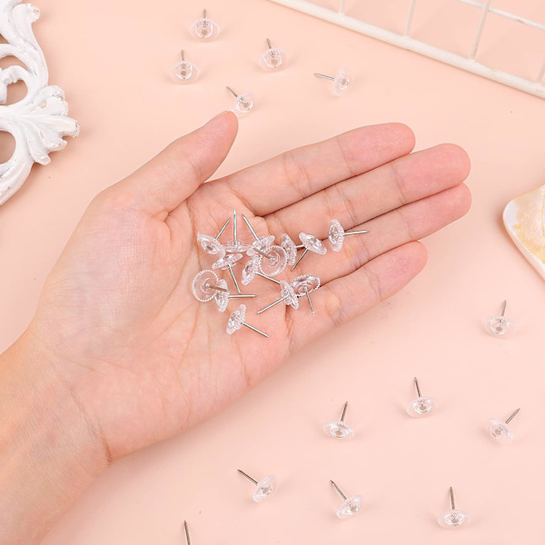 (Transparent)，200 stk. 12mm trykknapper, små trykknapper i plast