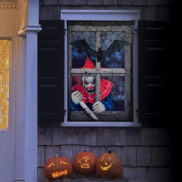 2 stk. 95 x 57 cm sorte Halloween-vinduesgardiner, edderkoppespind