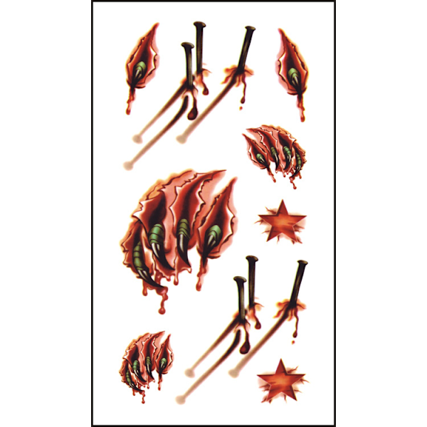 5 st kostym Halloween tillfälliga tatueringar, Halloween smink skräck