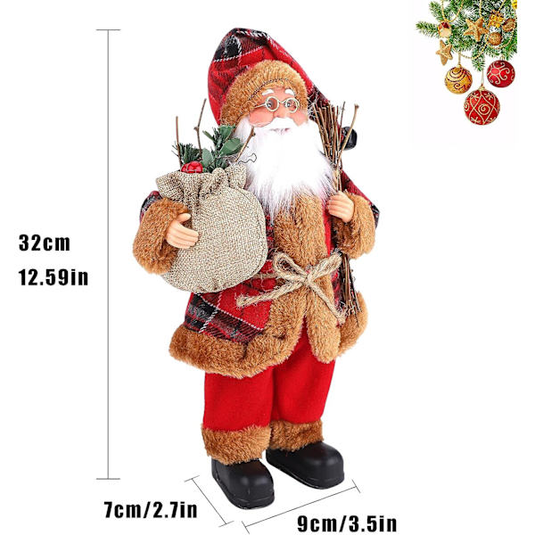 Mini stående julemand figur 30cm traditionel rød julepynt