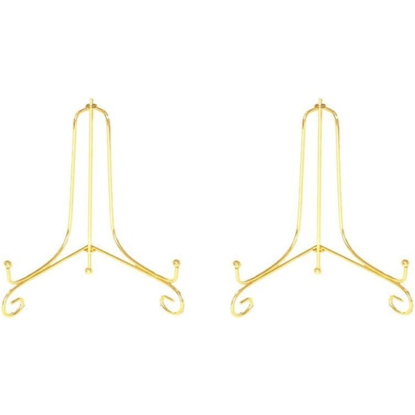10 cm høy, 4 tommer, sett med 2 gull metall staffeli plateholdere deco