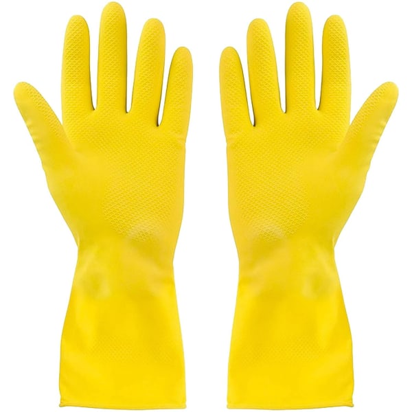1 par gula rengöringshandskar i latex, individuellt förpackade