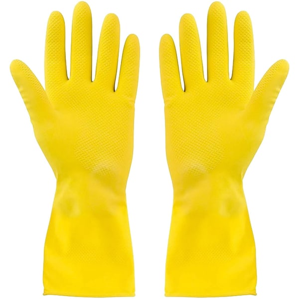 1 par overdimensionerede gule rengøringslatex bestikhandsker, individ