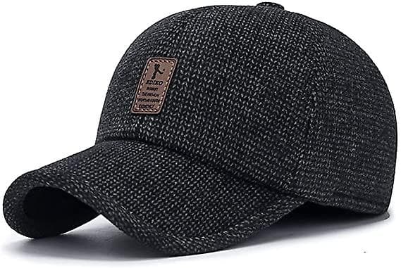 Sort varm golfhat til mænd vinterhat udendørs justerbar baseball