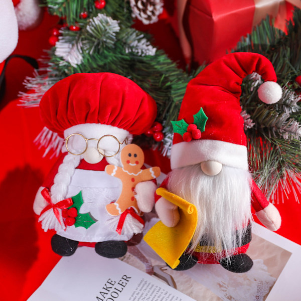 Röd Tomtehuvud Plyschdocka Leksak Tomtar Ornament Jul Alla Hjärtans Dag