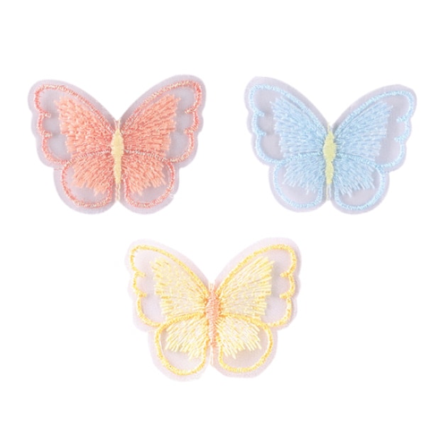 6 st Butterfly Lace Patches, Datorbroderade etiketter, Anim