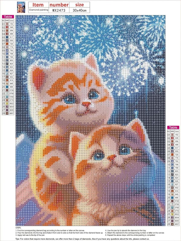 30x40cm 5D Diamantmaleri Kits til Voksne, Katte Diamantkunst Kit