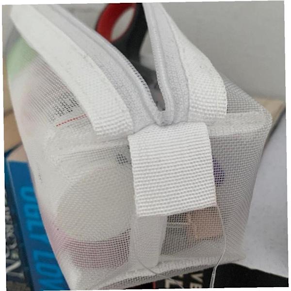 Hvid mesh blyantæske lynlås gennemsigtig pen taske nylon mesh penc