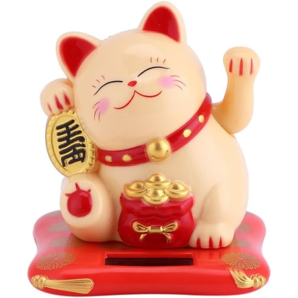 Waving Cat, Solar Lucky Cat Smiling Cute Lucky Cat Decoration Luc