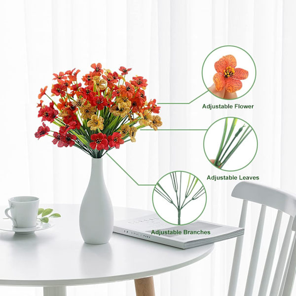 12 bundter UV-bestandige udendørs kunstige blomster til haver