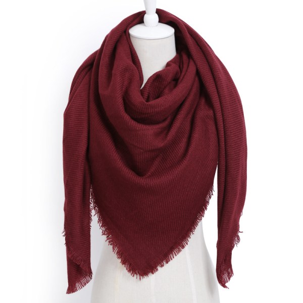 Vinröd, scarf fyrkantig sjal bomull dam höst och vinter, ne