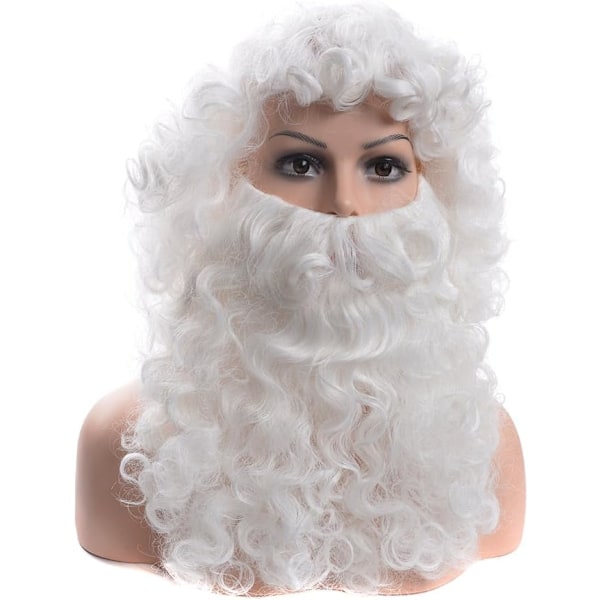 Vit jultomte hår peruker fader jul peruker och skägg set A