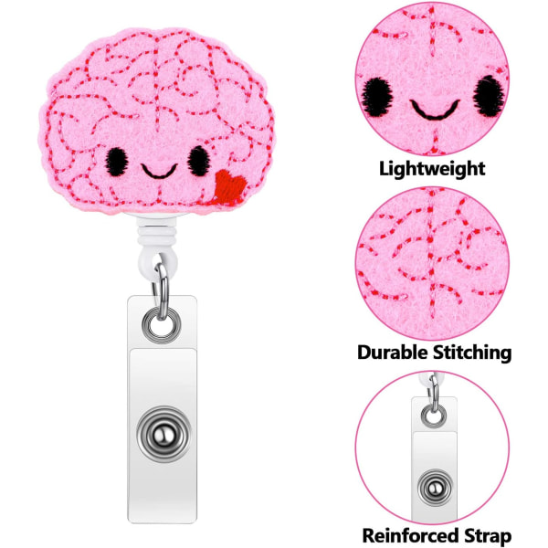 3 deler Brain Badge Reel Uttrekkbar Nurse Badge Holder Filt Nur
