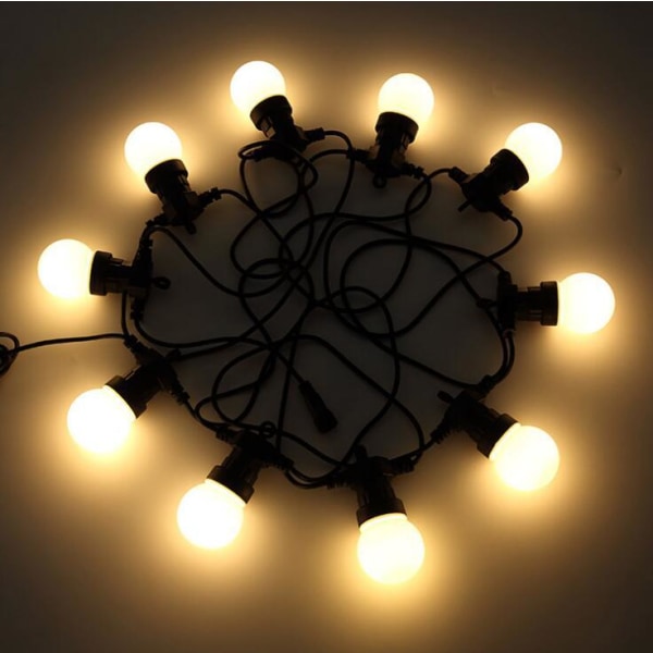 G50 varmt ljus + mjölkvit skal 5 meter 10 lampa (24V lågspänning)