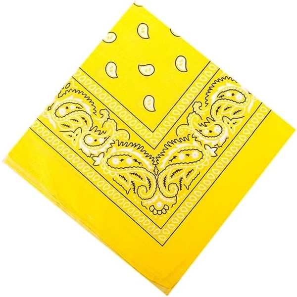 DIY Bandana/tørklæde Gul firkant med mønster 56 x 56 cm cashmere