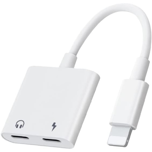 4 i 1 hörlursadapter för iPhone, [Apple Mfi-certifierad] Dubbel L